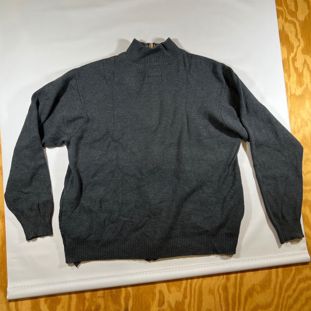 Attention Full Zip Sweater Mens XL Gray 0Mock Neck Knit Grandpa Core Dad Style - Picture 7 of 9
